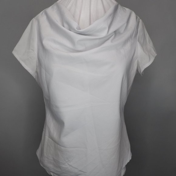 Light Gray White Crepe Cowl Neck Blouse - Picture 5 of 8